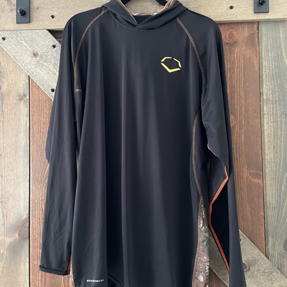 Long sleeve dri fit shirt with hoodie